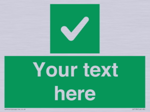 Custom green background, green square with tick sign